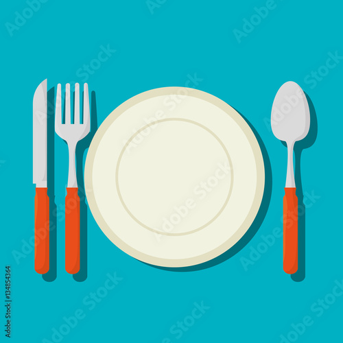dish with cutlery isolated icon vector illustration design photo