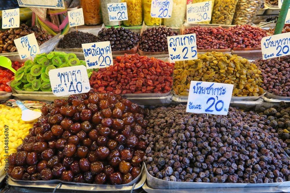 Dried fruits at the market