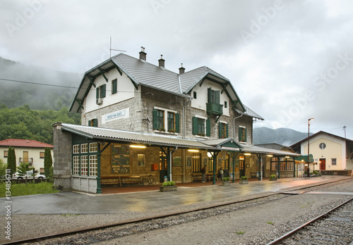 Fototapeta Naklejka Na Ścianę i Meble -  Railway station in Most na Soci. Slovenia