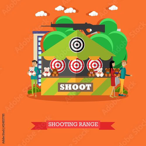 Vector illustration of shooting range attraction in flat style.