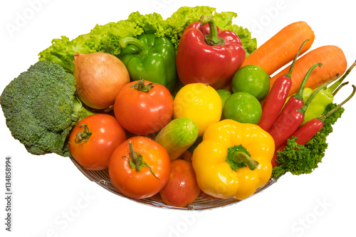 Vegetable in Basket on white background.