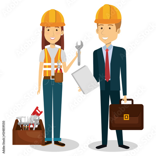 builders group avatars characters vector illustration design