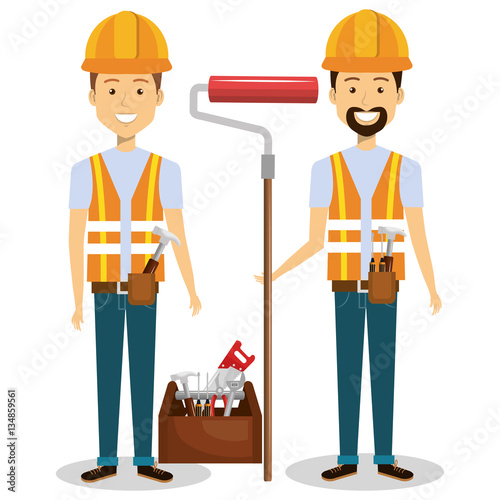 builders group avatars characters vector illustration design