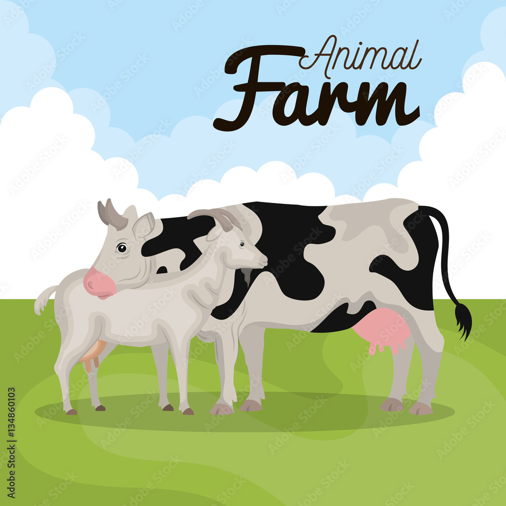 animals farm in the field vector illustration design animals farm in the field vector illustration design