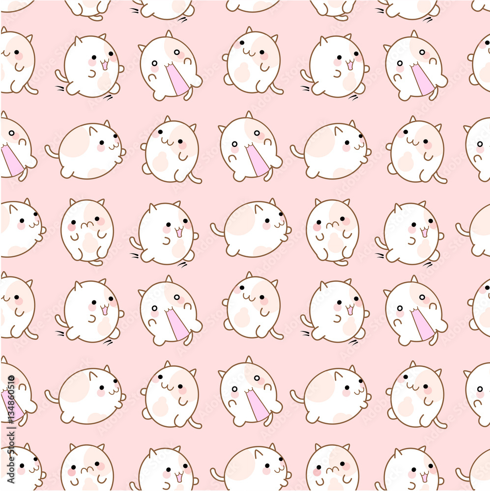 Pattern of cats with different emotions handmade. Cute emoticon Pattern of cats with different emotions handmade. Cute emoticon