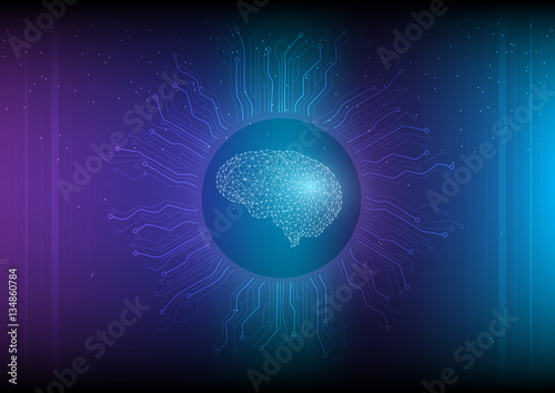 Abstract digital and technology background. Artificial Intelligence with molecular and circuit design.