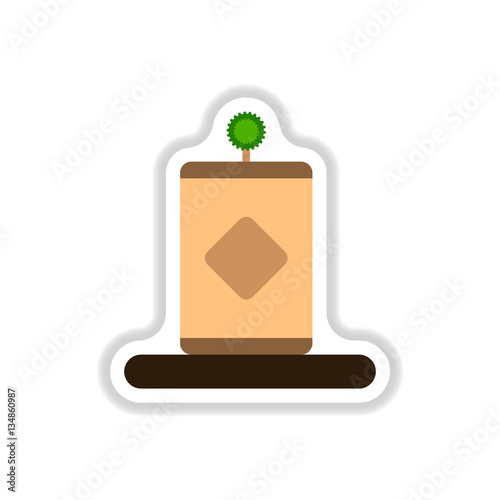 Vector illustration of Chinese new year celebration in paper sticker style little plant