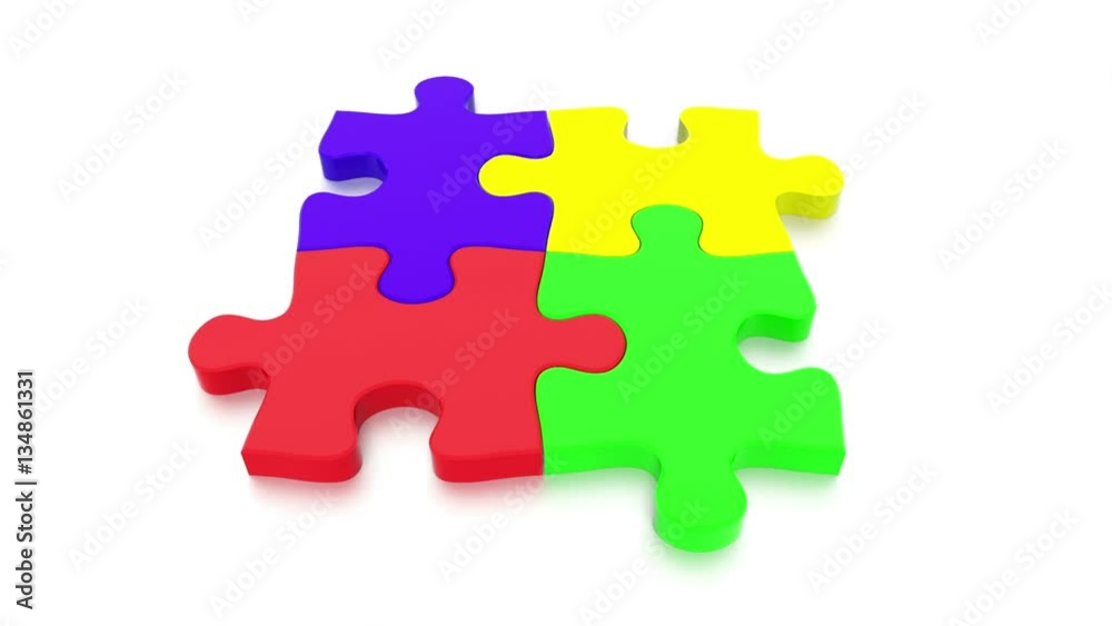 3D rendered video of a Jigsaw Puzzle solving in as concept, depicting teamwork and connection 3D rendered video of a Jigsaw Puzzle solving in as concept, depicting teamwork and connection