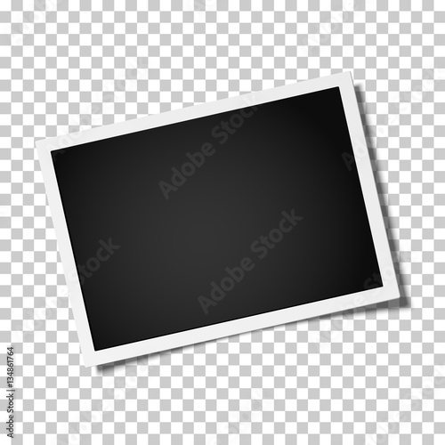 Retro realistic photo frame placed horizontally slightly tilted