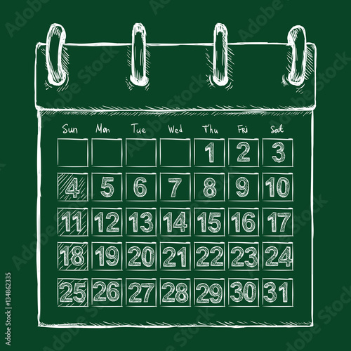 Vector Chalk Sketch Loose-leaf Calendar