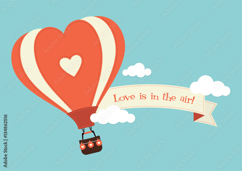 Fototapeta premium Heart Shaped Hot Air Balloon