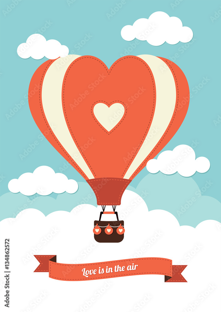 Obraz premium Heart shaped hot air balloon