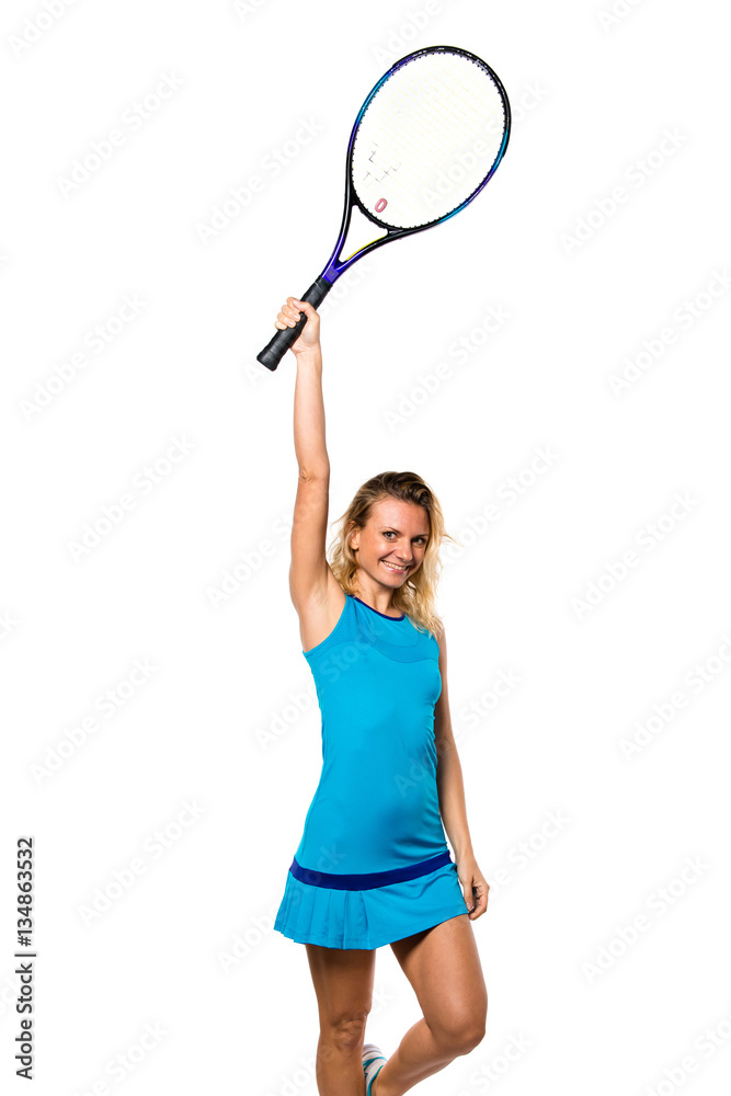 Blonde woman playing tennis
