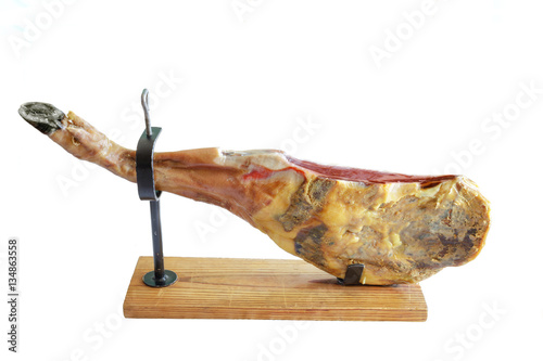 Spanish iberian ham. Jamon Serrano. Isolated on white background