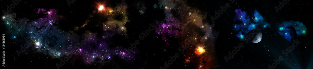 Panorama of star clusters, galaxies in the universe
