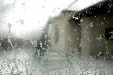 Window in snow in blur