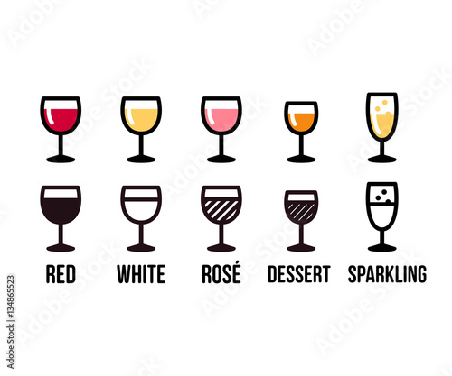 Wine types icon set