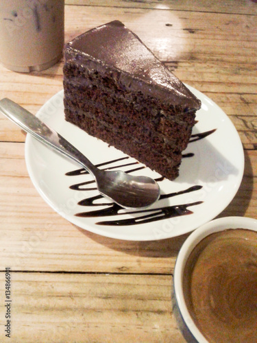 Fototapeta Naklejka Na Ścianę i Meble -  Espresso Coffee and cake chocolate