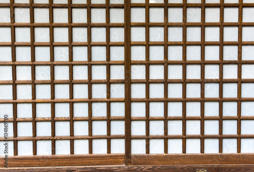 Traditional Japanese paper window  interior of asian house  background