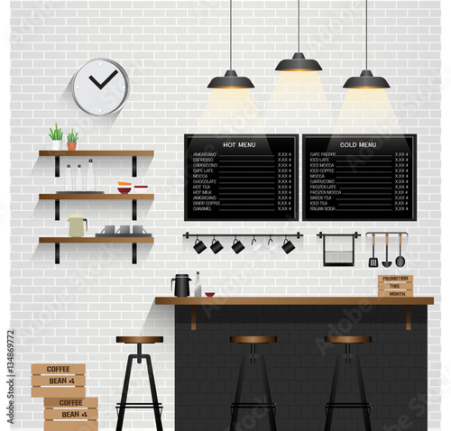 Cafe and Coffee Shop Interior Vector