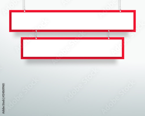 Vector 3d Blank Red 2 Line Title Banners Hanging Design
