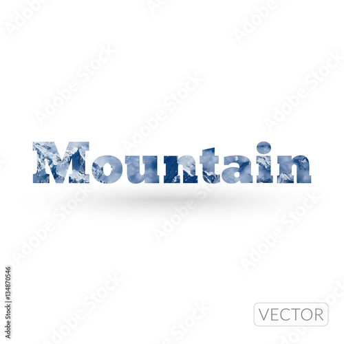 Mountain word on a transparent background for t-shirt or print design. Isolated vector illustration.