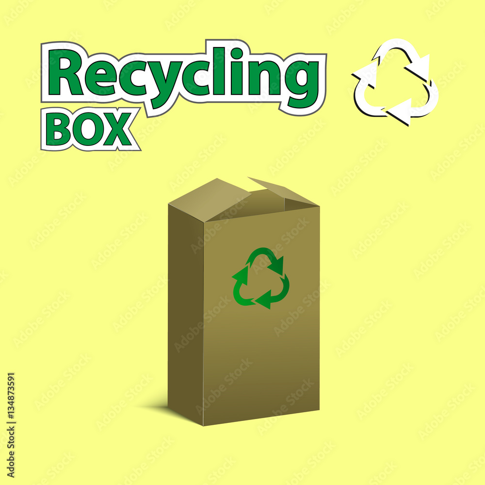 RECYCLED PACKAGE packaging symbol on a corrugated cardboard box