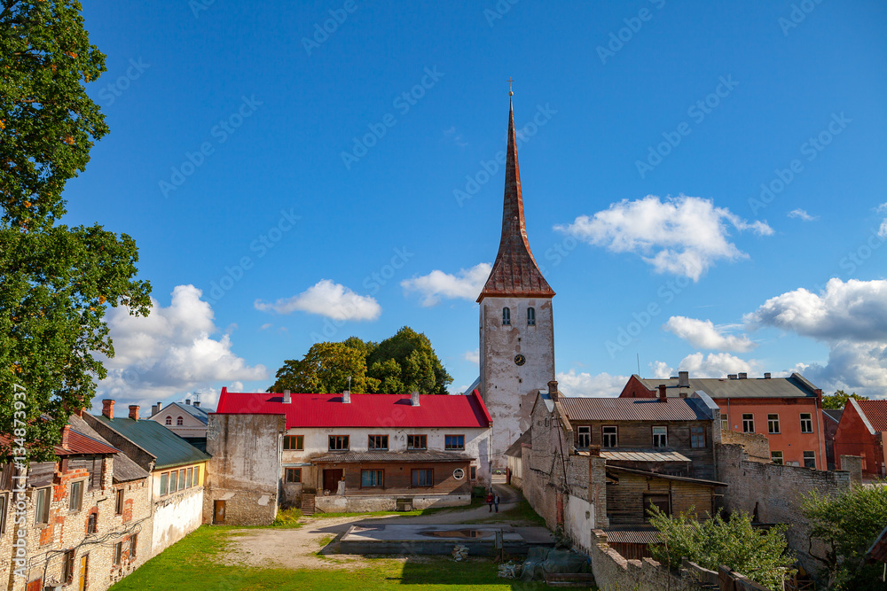 St. Trinity Church and old town of Rakvere, Estonia. Green summer time