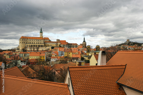 Historical houses roofscape in cloudy weather in MIkulov, Czech Republic.jpg photo