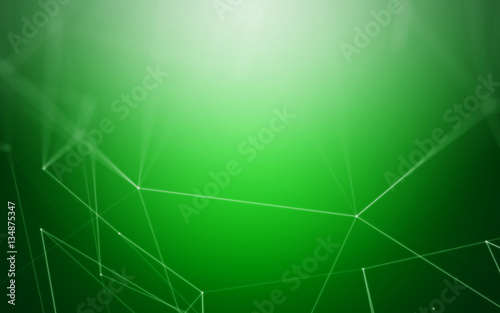 Polygonal 3D Abstract Background with Green Space Low Poly Connecting Dots and Lines - Connection Structure - Futuristic HUD Background