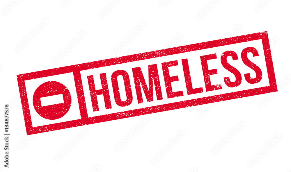 Homeless rubber stamp. Grunge design with dust scratches. Effects can be easily removed for a clean, crisp look. Color is easily changed.
