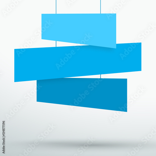 Infographic 3 Blue Title Boxes Hanging 3d Vector