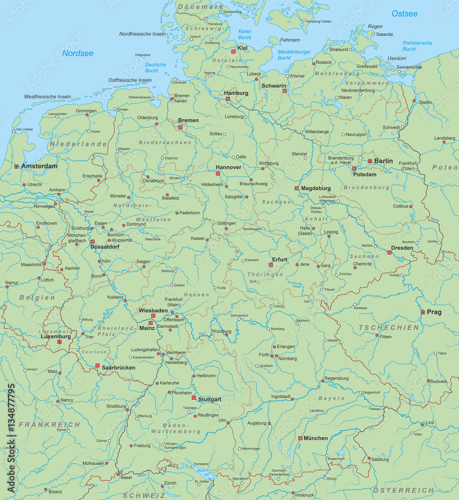Deutschland Karte (hoher Detailgrad) - Version 3 
