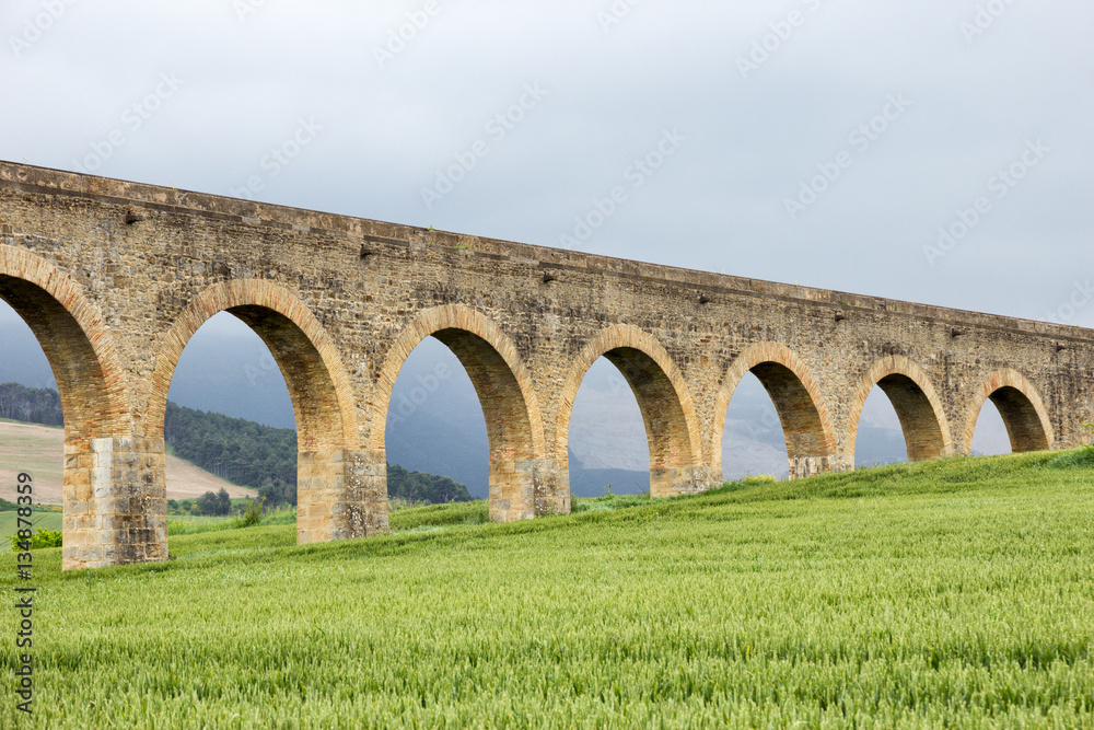 Roman Aqueduct At Pamplona city in Navvra, Spain
