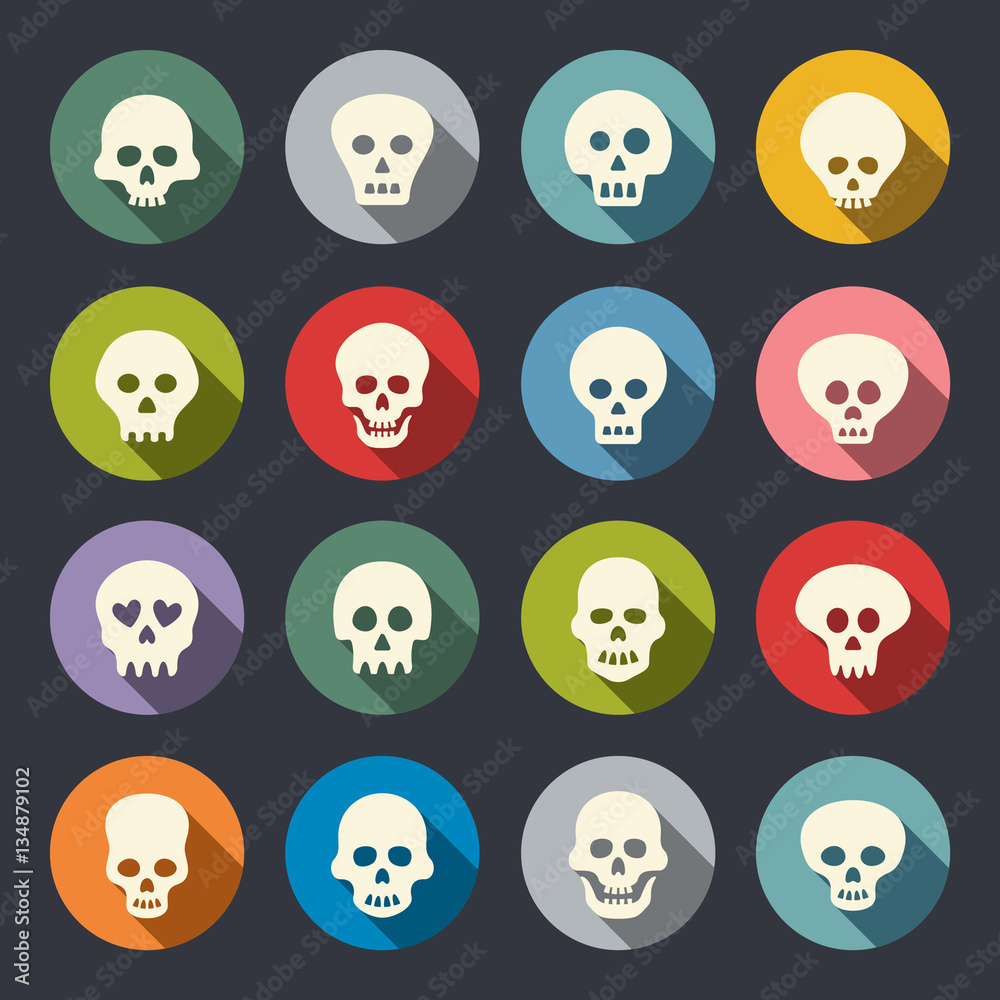Skull flat icon set Skull flat icon set