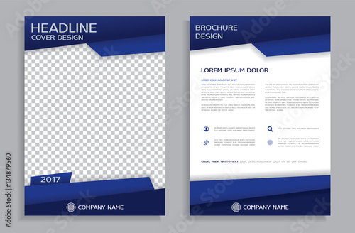 Blue flyer design template - brochure - annual report, front and back page 