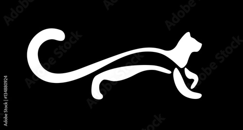 White stylized cat. Vector isolated for logo or icon.