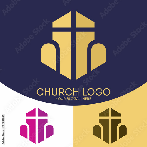 Church logo. Christian symbols. The cross of Jesus Christ, and geometric shapes.