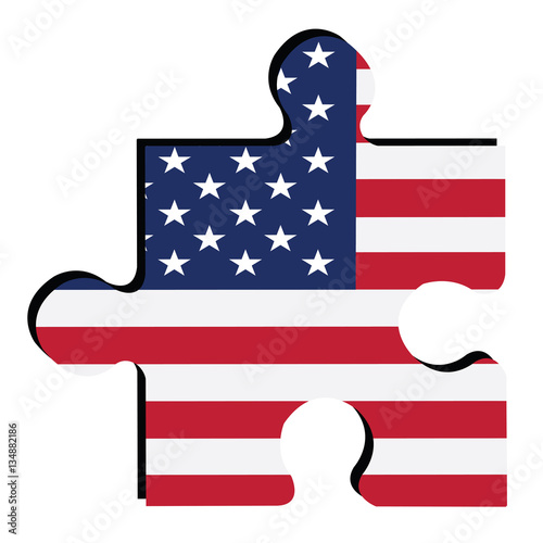 Isolated piece of puzzle with the American flag, Vector illustration