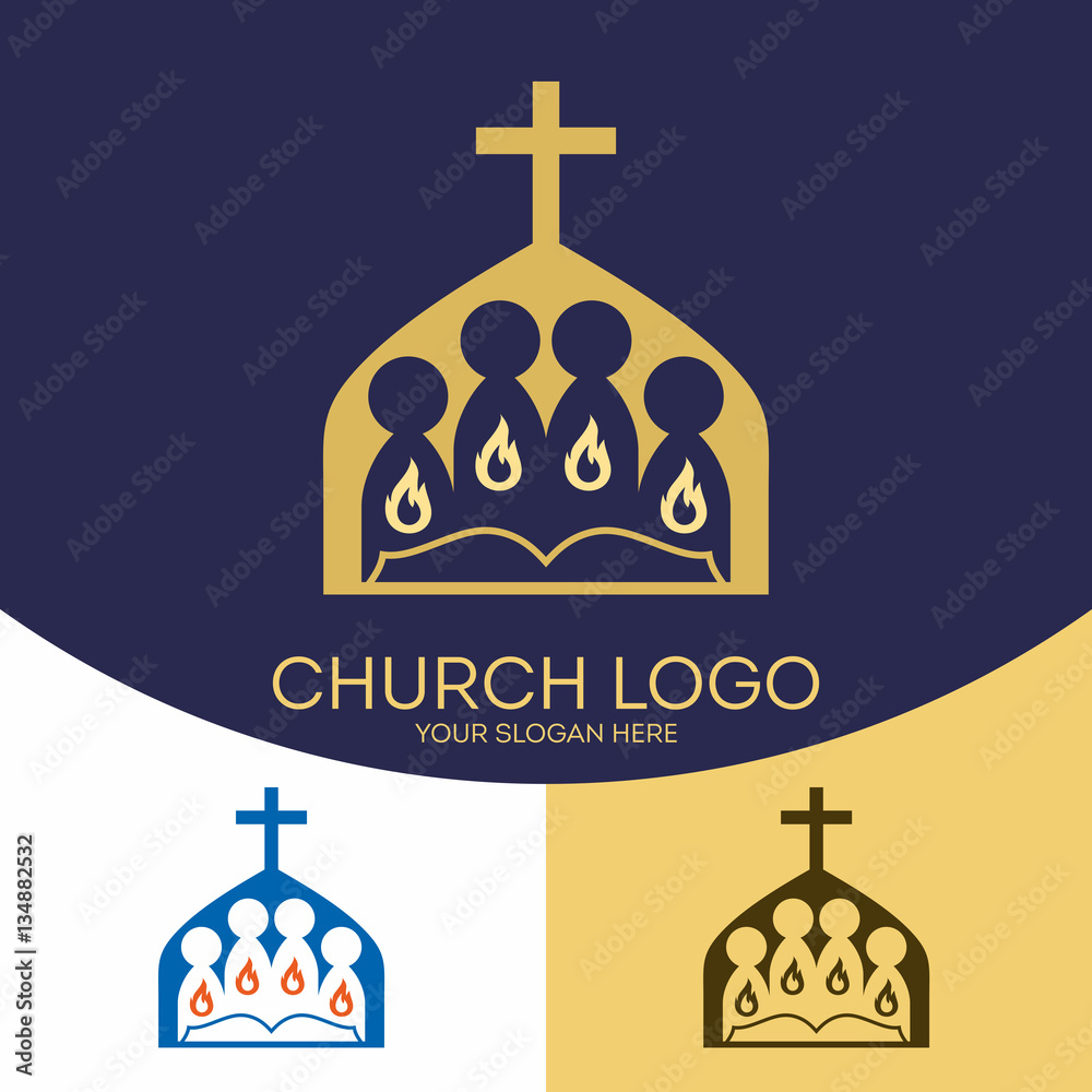 Church logo. Christian symbols. The gathering of the saints in the name ...