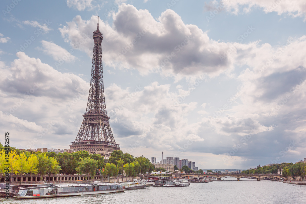 Eiffel Tower Over The River Seine