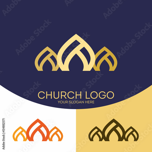 Church logo. Christian symbols. Three domes of the church.