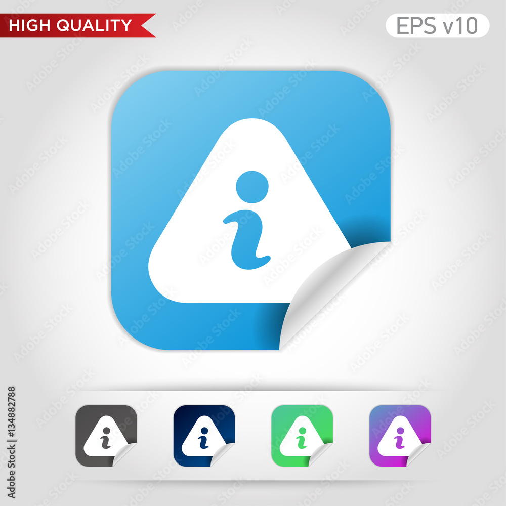 Obraz premium Colored icon or button of info symbol with background