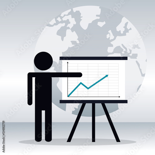 pictogram person business presentation chart finacial arrow vector illustration eps 10
