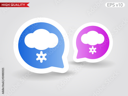Colored icon or button of snow cloud symbol with background