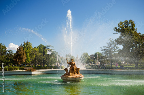 Fountain and gardens of Aranjuez Royal palace in Madrid, Spain. photo