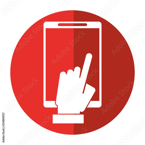 hand touch smartphone display digital shadow vector illustration eps 10