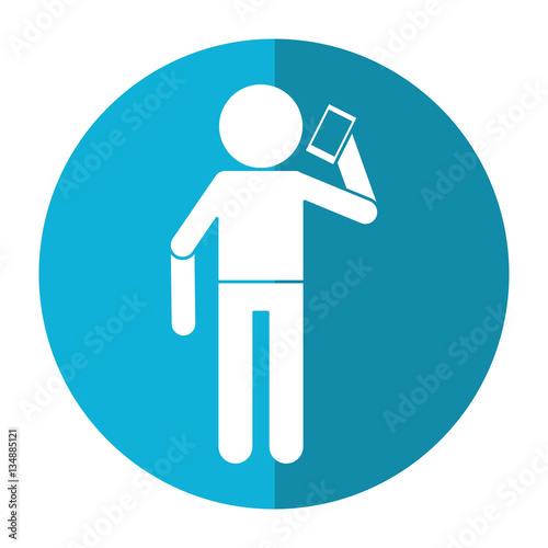 avatar using smarphone communication shadow vector illustration eps 10