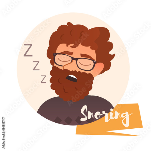 Snoring man. Vector
