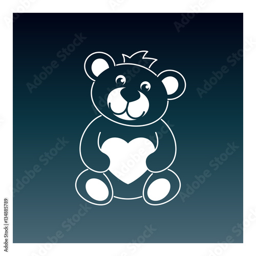 Cute teddy bear holding a Valentine. Laser cutting template.